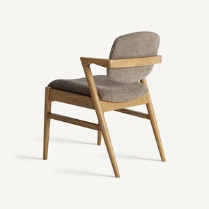 Chaise de salle à manger d'hôtel moderne, fauteuil rembourré en tissu bouclé avec structure en bois pour mobilier de restaurant - Product Image 4