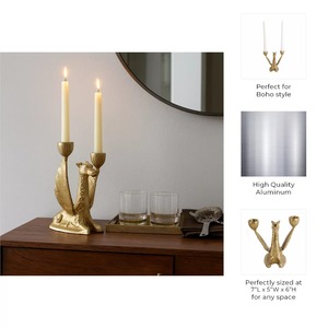 Handmade Aluminum Durable Eco-Friendly <b>Candlestick</b> Holder 10.6in <b>Tall</b> Tulip Shape Home Decoration - Product Image 6
