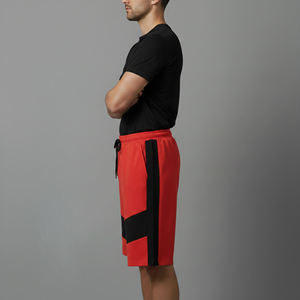 High Quality 2026 Men's Short Comfortable 100% cotton 2 tone streetwear with side pockets Causal Wear Red & black Short for man - Product Image 3