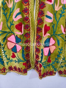 Uzbek Embroidered <b>Velvet</b> <b>Jacket</b> Coat Handmade Short Prairie Chic Women's Coat Spring Wear - Product Image 5