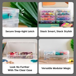 Set di 6 Contenitori in Plastica Made in USA, Scatole per Organizzare Perline, Contenitori con Coperchio a Scatto per Arti e Mestieri, Adesivi, Pulizia - Product Image 2