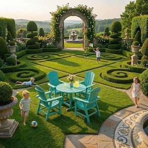 Premium eco friendly outdoor dining set crafted from American pine for all weather garden use. - Product Image 1