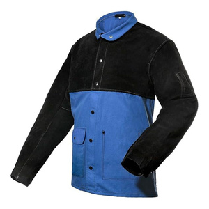 Best Performance Premium Flame-Resistant Cotton Body Welder <b>Jacket</b> Cowhide Split Leather Sleeves Customizable Logo ANSI Class 1 - Product Image 1