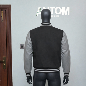 แจ็คเก็ตวาร์ซิตี้ผ้าวูลสไตล์วินเทจสำหรับผู้ชายคุณภาพสูงปี 2026 คอตั้งผ้าแคนวาส โลโก้ด้านหน้า แห้งเร็ว ระบายอากาศได้ดี กันลม - Product Image 2