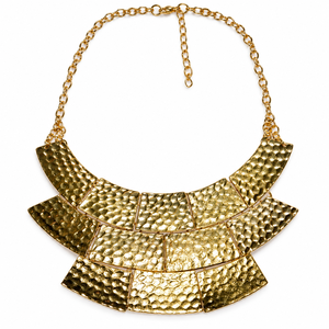 Collier ras du cou en laiton doré à motif floral, design orné de fleurs et de vigne en relief, bijoux fantaisie en gros pour boutiques - Product Image 6