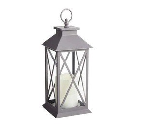 Farol de Metal y Vidrio Hecho a Mano, Diseño Único, Acabado Gris, para Decoración de Interiores y Exteriores, Personalizable - Product Image 1