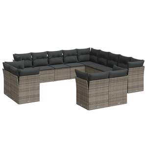 Conjunto de Sofá de Jardín de Ratán PE Gris con Patas Ajustables Grandes, Muebles de Exterior Cómodos y Elegantes - Product Image 2