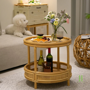 Mesa de Comedor Redonda de Mimbre Natural Hecha a Mano, Mesa Central Ecológica de Ratán para Decoración de Hogar, Restaurante, Hotel, Villa - Product Image 4