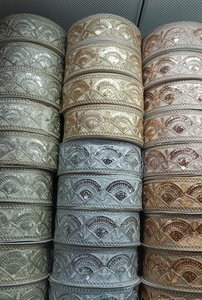 Bordure de dentelle brodée de luxe avec sequins pour sari de mariée, lehenga, dupatta, robe, vêtement, ruban décoratif à coudre - Product Image 4