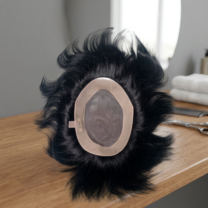 Toupee de Cabello Remy Indio Liso, 130% de Densidad, Base de Encaje Mono, Parte Central, Nudos Invisibles, Textura de 8mm - Product Image 2