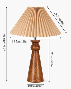 Lampe de table en bois artisanale avec abat-jour plissé, éclairage de chevet scandinave élégant pour la maison et l'hôtel, faible MOQ, achetez maintenant - Product Image 2