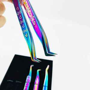 Wholesale Professional High Custom Logo Stainless Steel Eyelash Tweezers Multi-Theme Sustainable Russian Volume Boot <b>Light</b> - Product Image 6