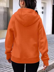 Sudadera con Capucha y Cierre Completo para Mujer, Corte Regular, Color Sólido, Tejido de Algodón y Fibra de Bambú, Ropa de Otoño - Product Image 3