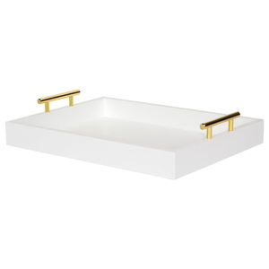 Plateaux de forme rectangulaire de vente chaude plateau de service en bois massif avec poignées en métal pour la maison et les restaurants à un prix compétitif - Product Image 1