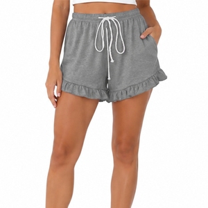 Women Custom Color Ruffle <b>Lounge</b> <b>Shorts</b> Soft Summer Comfort Casual Everyday Style Relaxed Fashion Fit Lightweight Fabric - Product Image 2