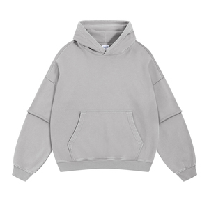 Nuevas sudaderas con capucha de dos piezas falsas con efecto lavado y bordes deshilachados, estilo ácido y personalizado, para hombre y mujer, Colección Otoño/Invierno 2025 - Product Image 2