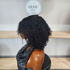 Pelucas sin pegamento con encaje transparente para mujeres negras, cabello humano virgen vietnamita de 12 pulgadas, rizado natural birmano, pelucas con cierre 5x5 - Product Image 1