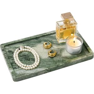 Irregular Shape Marble <b>Decorative</b> <b>Plate</b> Green Stone Jewelry Display Tray Oriental Style Vanity Organizer Wedding Table Decor - Product Image 6