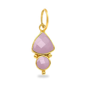 จี้ห้อยรูปทรงทริลเลียนประดับพลอยแคลเซโดนีสีชมพู – เครื่องประดับเงินแท้ 925 ดีไซน์เนอร์ ขายส่ง - Product Image 1