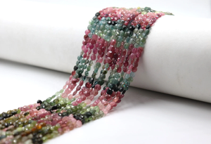 Cuentas de forma de moneda facetadas de turmalina múltiple natural Cuentas de turmalina de 3mm - Product Image 6