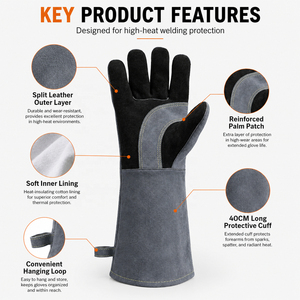 Gants de travail Maxi Tough en cuir de vachette pleine fleur, chauds pour l'hiver, résistants à la chaleur, pour la soudure, pour chauffeurs, gants de protection de sécurité - Product Image 2