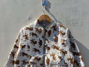 เสื้อแจ็คเก็ตผ้าฝ้ายเย็บมือ: เสื้อโค้ทลายเสือขาวแบบสองด้าน - Product Image 2