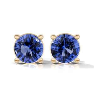Heerani Jewels Natural Tanzanite Round Set 925 <b>Sterling</b> <b>Silver</b> Classic <b>Stud</b> Vermeil Yellow Gold Unisex <b>Earrings</b> All - Product Image 5