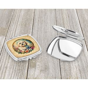 Coton De Tulear Flowers <b>Compact</b> Folding Handheld Makeup <b>Mirror</b> Portable Travel Decorative <b>Mirror</b> for Women and Girls Gift - Product Image 3