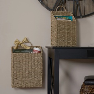 Set of 2 Wall-Mounted Seagrass <b>Baskets</b> Handmade <b>Storage</b> <b>Basket</b> Wholesale eco-friendly Made in Vietnam - Product Image 2