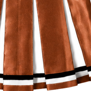 Jupe plissée marron cuivré personnalisée pour femme, tenue de danse athlétique, uniforme de performance avec design à rayures contrastées - Product Image 5