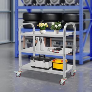 Stainless Steel <b>3</b> <b>Tier</b> Utility Cart With 4 Casters Heavy Duty Commercial Kitchen Storage <b>Trolley</b> - Product Image 5