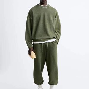 Doven Oem Manufacturer Custom Cotton Polyester Blank Sun Faded Acid Wash Tracksuit Hoodie and Jogger Sweatpants Sets - Product Image 1