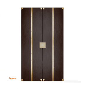 CASA DEL VINO Meuble bar haut de gamme avec revêtement en cuir personnalisé et design à points diamant - Product Image 4