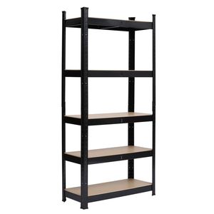 Étagère de rangement noire à 5 niveaux, 110 x 45 x 180 cm, revêtement poudré, pour garages, élégante et durable - Product Image 6