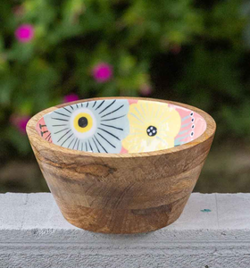Moderna y Clásica Tazón de Madera para Ensaladas y Frutas, Decorativa, con Estampado Esmaltado, para Restaurantes y Hoteles, Procedente de la India - Product Image 1