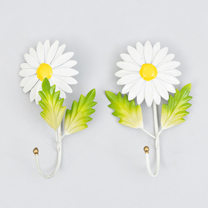 Gancho de pared con forma de flor de margarita blanca, accesorio decorativo de metal para colgar en la entrada, pasillo, cocina y dormitorio, accesorio de decoración para el hogar - Product Image 4