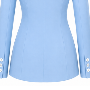 Blazer Azul Cielo Personalizado para Mujer, Corte Entallado, Doble Botonadura, Manga Larga, Traje Formal de Oficina, Chaqueta de Negocios con Pecho Personalizado - Product Image 6