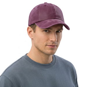 Gorra de Béisbol Morada de 6 Paneles, Ajustable, Unisex, de Algodón, Estilo Casual, Color Sólido, Acabado Lavado - Product Image 2
