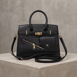 Sac à main rectangulaire noir de luxe brodé pour femme, en cuir PU premium, avec bandoulière amovible et poignée supérieure, sac fourre-tout - Product Image 3