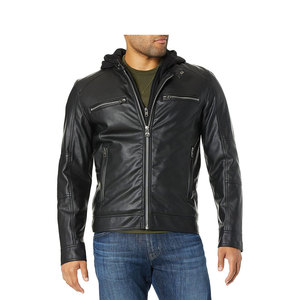 Men's Casual <b>Zip</b>-<b>Up</b> Slim Bomber Cow Leather <b>Jacket</b> with Stand Collar Tanned Processing <b>jacket</b> for men - Product Image 3