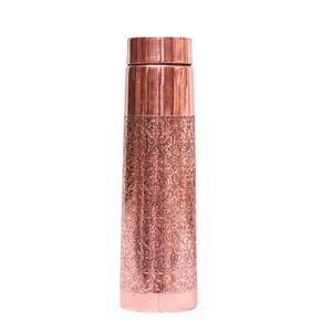 Bouteille d'eau en cuivre pur, étanche, gravée, bouteille à boire ayurvédique en cuivre, artisanale, écologique, flacon en cuivre conique, en gros - Product Image 1