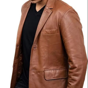 High Quality Custom Tie-<b>Dye</b> Leather Jacket for Men Winter Hip Hop Style Turn Collar Heavyweight Windproof Washed Leather Coat - Product Image 1