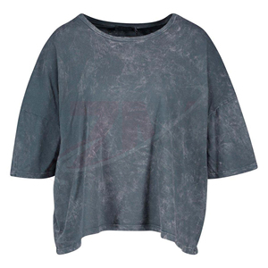 T-shirt ample pour femme, coupe ample, manches trois quarts, col rond, tricoté, couleur unie, toutes saisons, vêtements décontractés - Product Image 1