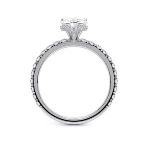 Bague de fiançailles en or blanc 14 carats avec halo de diamants de laboratoire taille poire de 1,20 carat, sertie pavé, bijoux de mariée - Product Image 3
