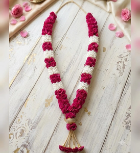 Indian Wedding Varmala <b>Garland</b> Pink <b>Rose</b> & Jasmine Jaimala for Bride Groom Floral Mala Ceremony Lightweight Wedding Accessories - Product Image 2