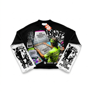 เสื้อยืดคอตตอนสองชั้นพรีเมียม 240 GSM หนักพิเศษ สีดำ พิมพ์ลายกราฟิก สกรีนโลโก้ตามสั่ง เสื้อยืดสองชั้นทันสมัยสำหรับผู้ชาย - Product Image 2