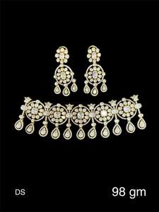 Conjunto de gargantilla Kundan nupcial india, joyería de boda Polki, conjunto nupcial pesado para mujer, disponible en ORO/PLATA/BRONCE según el pedido. - Product Image 3