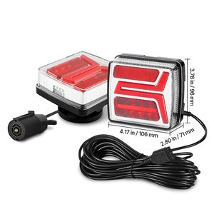 2 feux arrière LED 12V carrés magnétiques certifiés DOT, étanches, pour remorque, avec kit d'éclairage de plaque d'immatriculation, fonctions Stop, Frein et Clignotant, État neuf - Product Image 6