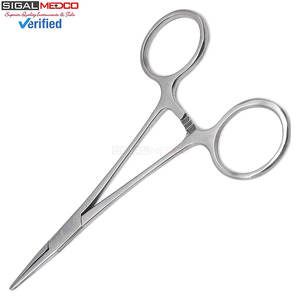 Pinces hémostatiques de précision Kelly, à verrouillage, droites, en acier inoxydable argenté, instrument chirurgical manuel à cliquet, certifié CE - Product Image 2