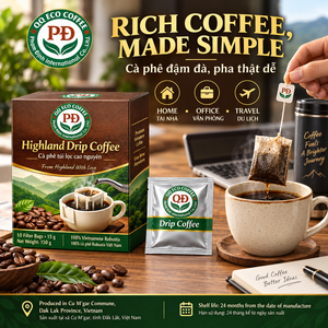 Café Robusta Vietnamita Premium, Cafeinado, Tueste Medio, Amargo, Molido, en Bolsas de Filtro de Inmersión, 15g X 10 Bolsas, OEM, Café de Marca Privada - Product Image 3